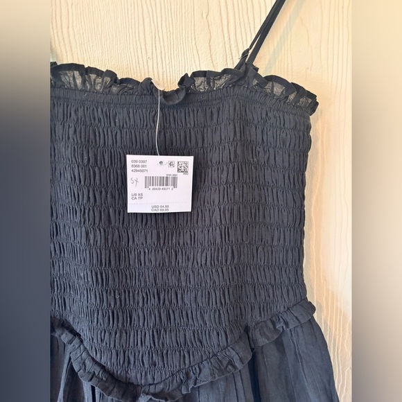 AE American Eagle Black Smocked Bella Ruffle Tiered Romper Playsuit Boho Prairie - Picture 3 of 9